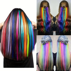 Colorful Straight Clip In Hair Extensions for Party