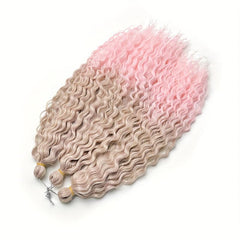 Pink 55 88 Cm Deep Wave Braiding Hair Extensions Synthetic Curly Hair