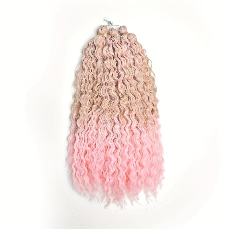 Pink 55 88 Cm Deep Wave Braiding Hair Extensions Synthetic Curly Hair