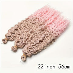 Pink 55 88 Cm Deep Wave Braiding Hair Extensions Synthetic Curly Hair