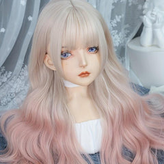 Ombre Long Curly Wavy Wig With Bangs 2 Ponytails Synthetic Wig