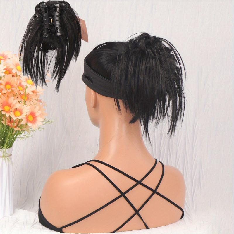 Long Synthetic Hair Extensions Messy Straight Claw Hair Bun Chignon Hairpieces