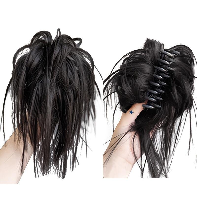 Long Synthetic Hair Extensions Messy Straight Claw Hair Bun Chignon Hairpieces