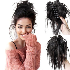 Long Synthetic Hair Extensions Messy Straight Claw Hair Bun Chignon Hairpieces