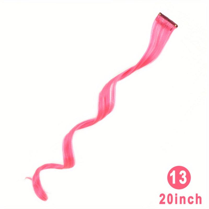 Rainbow Long Wavy Hair Pieces Clip In Synthetic Hair for Halloween & Christmas