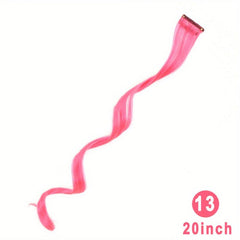 Rainbow Long Wavy Hair Pieces Clip In Synthetic Hair for Halloween & Christmas