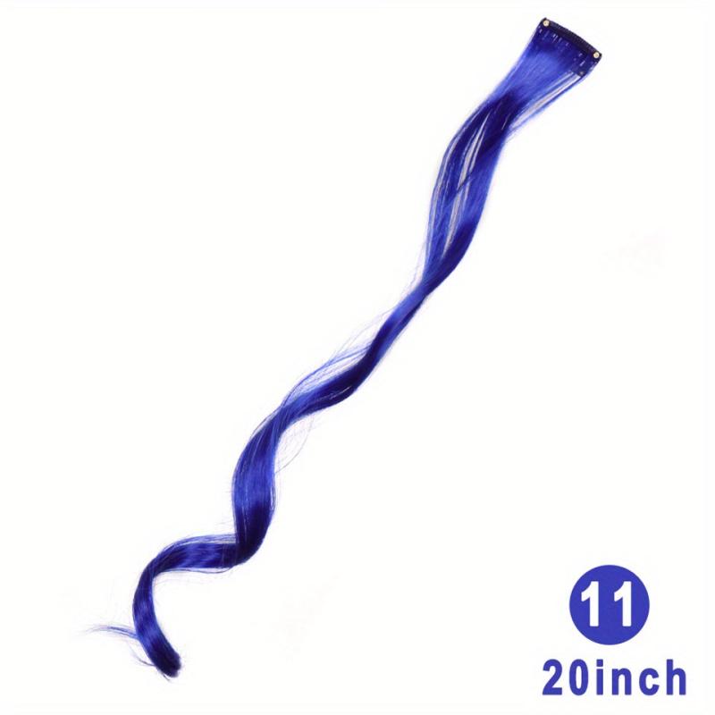 Rainbow Long Wavy Hair Pieces Clip In Synthetic Hair for Halloween & Christmas
