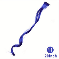 Rainbow Long Wavy Hair Pieces Clip In Synthetic Hair for Halloween & Christmas