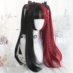 Lolita Long Curly Hair Wigs With Hair Bun Two Tone