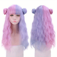 Lolita Long Curly Hair Wigs With Hair Bun Two Tone