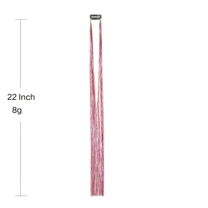 Colorful Tinsel Hair Extensions Clip In Glitter Highlights Hair Accessories