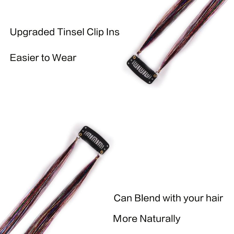 Colorful Tinsel Hair Extensions Clip In Glitter Highlights Hair Accessories