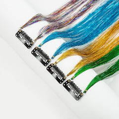 Colorful Tinsel Hair Extensions Clip In Glitter Highlights Hair Accessories