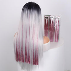 Colorful Tinsel Hair Extensions Clip In Glitter Highlights Hair Accessories