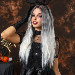 66 cm Long Curly Ombre Wigs Synthetic Curly Wavy Wig for Women