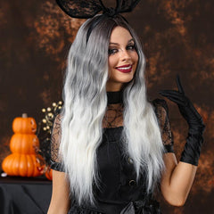 66 cm Long Curly Ombre Wigs Synthetic Curly Wavy Wig for Women