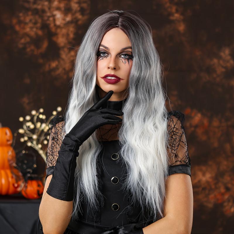 66 cm Long Curly Ombre Wigs Synthetic Curly Wavy Wig for Women