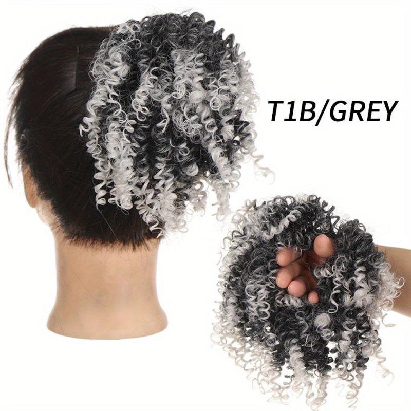 Short Afro Curly Ponytail Extensions Synthetic Hair Natural Look