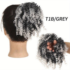 Short Afro Curly Ponytail Extensions Synthetic Hair Natural Look