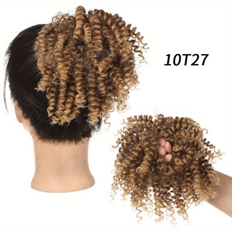 Short Afro Curly Ponytail Extensions Synthetic Hair Natural Look