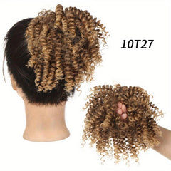 Short Afro Curly Ponytail Extensions Synthetic Hair Natural Look