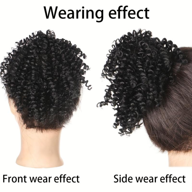 Short Afro Curly Ponytail Extensions Synthetic Hair Natural Look
