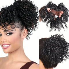 Short Afro Curly Ponytail Extensions Synthetic Hair Natural Look