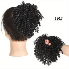 Short Afro Curly Ponytail Extensions Synthetic Hair Natural Look