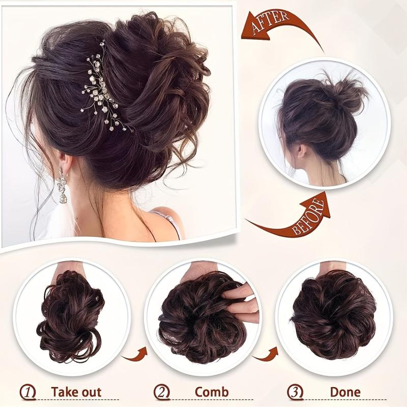 Messy Scrunchie Curly Hair Bun - Bract Accessory