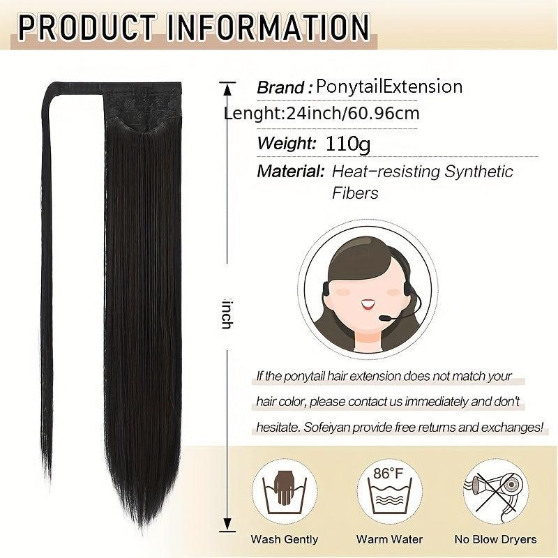 Long Straight Ponytail Extensions Synthetic Clip In Hair Extensions