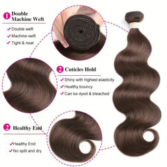 Brazilian Body Wave Brown Hair Bundles 4 Body Wave Bundles 20-32-86-36 Cm