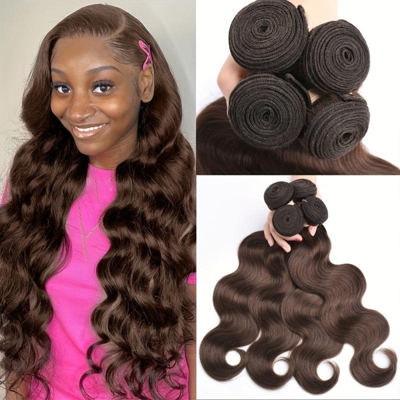 Brazilian Body Wave Brown Hair Bundles 4 Body Wave Bundles 20-32-86-36 Cm