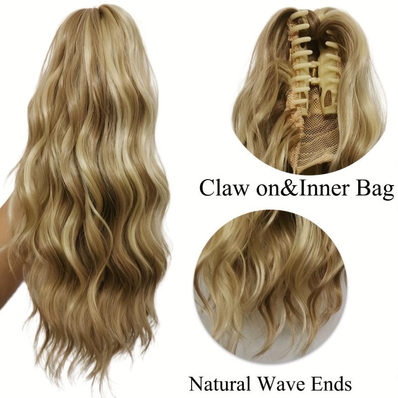 Water Wavy Ponytail Extension, 14 Inch Dirty Blonde