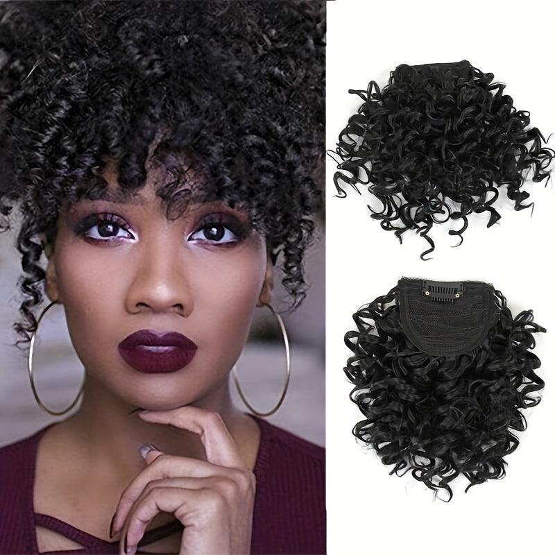 Curly Hair Bangs Clip In Extensions Afro Kinky Short Synthetic Fiber Bangs