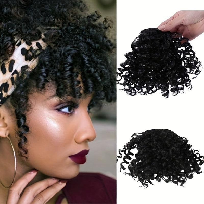 Curly Hair Bangs Clip In Extensions Afro Kinky Short Synthetic Fiber Bangs