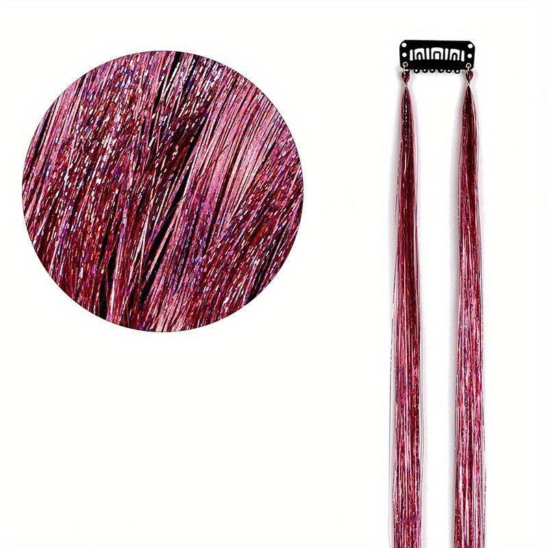 Y2K Tinsel Hair Extension 2 Strands Colorful Glitter Synthetic Hair 50 8 Cm