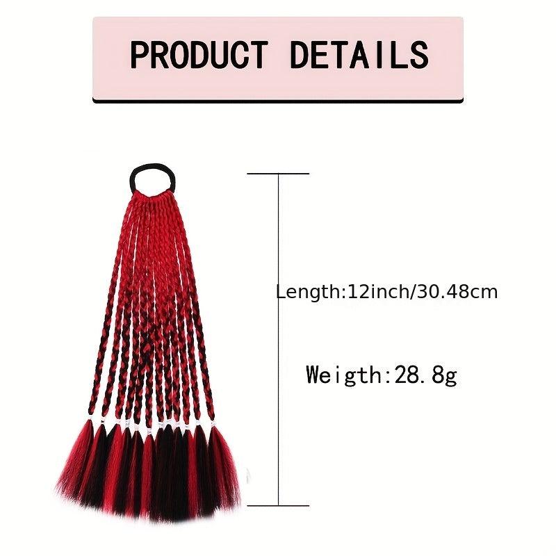 Colorful 3-strand Braid Ponytail Hair Extension Elastic Rope for Party Cosplay
