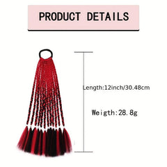 Colorful 3-strand Braid Ponytail Hair Extension Elastic Rope for Party Cosplay