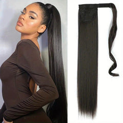 Long Straight Ponytail Female Wig Hair Clip Extended Ponytail
