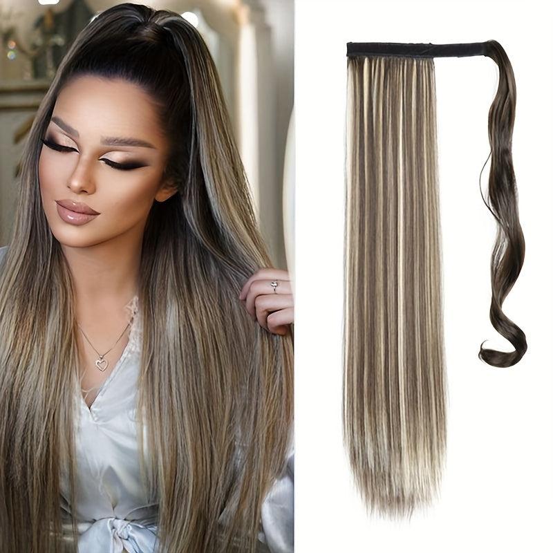 Long Straight Ponytail Female Wig Hair Clip Extended Ponytail