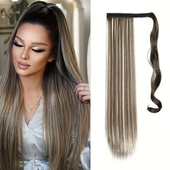 Long Straight Ponytail Female Wig Hair Clip Extended Ponytail