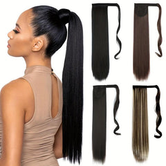 Long Straight Ponytail Female Wig Hair Clip Extended Ponytail