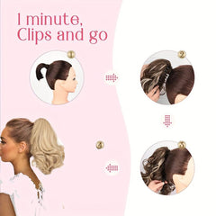 Short Curly Claw Clip Ponytail Hair Extension 30-48 cm Natural Wavy Hairpiece