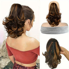 Short Curly Claw Clip Ponytail Hair Extension 30-48 cm Natural Wavy Hairpiece