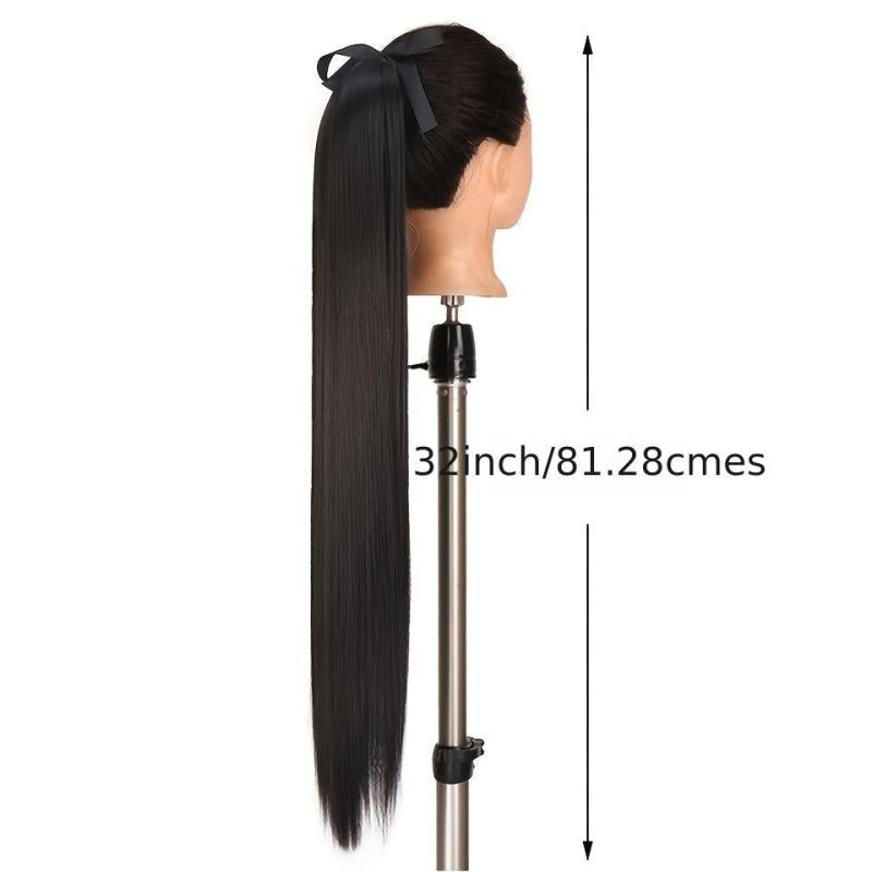 Straight Ponytail Extension with Clip-In Wrap Around Ponytail