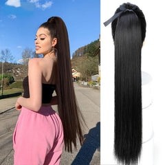 Straight Ponytail Extension with Clip-In Wrap Around Ponytail