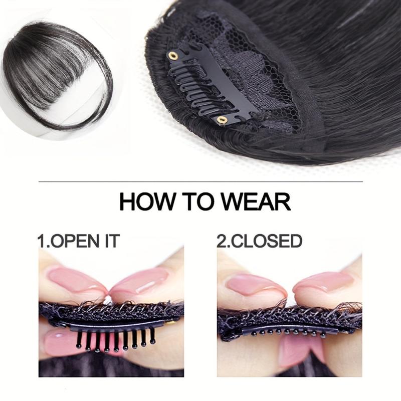 Human Hair Air Bangs With Sideburns Clip In Hair Extensions Natural Look