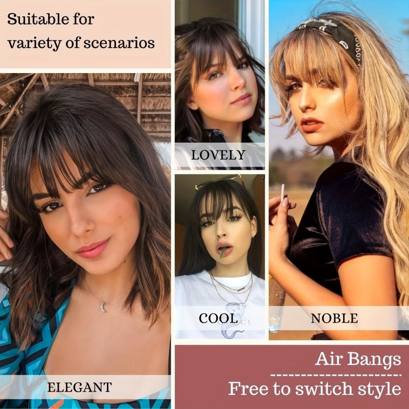 Human Hair Air Bangs With Sideburns Clip In Hair Extensions Natural Look