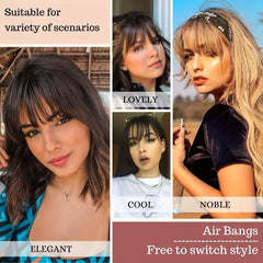Human Hair Air Bangs With Sideburns Clip In Hair Extensions Natural Look
