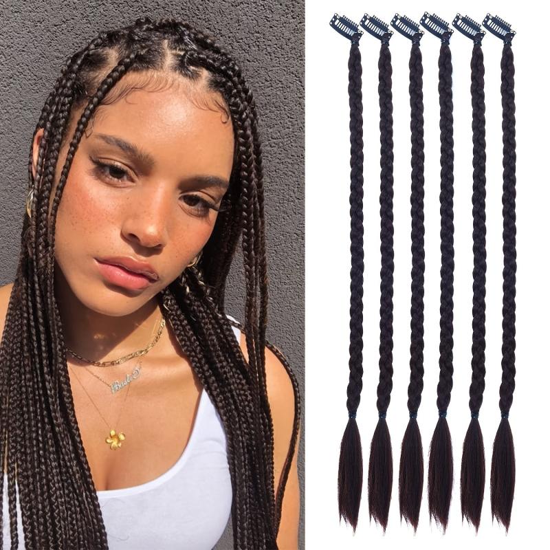 6pcs Box Braids Small Three Strand Braid Hair Pieces